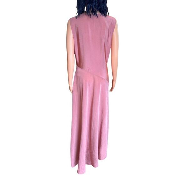 NEW THEORY V Neck Asymmetrical Mauve Maxi Slip Dress - Picture 8 of 9